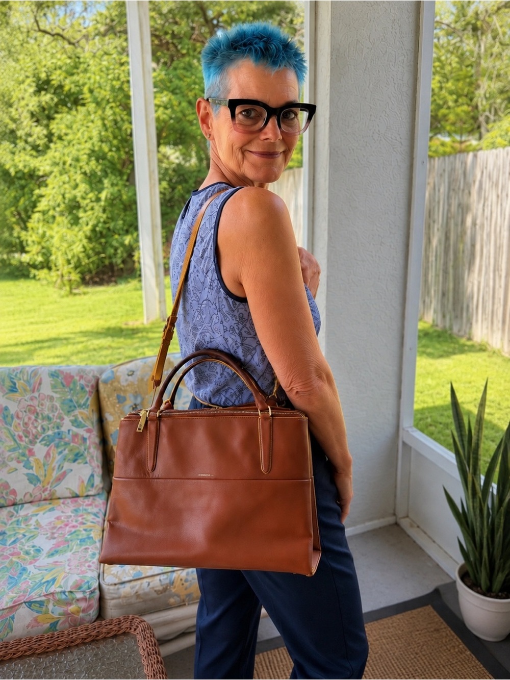Coach Borough 30982 Cognac Leather Satchel Crossbody